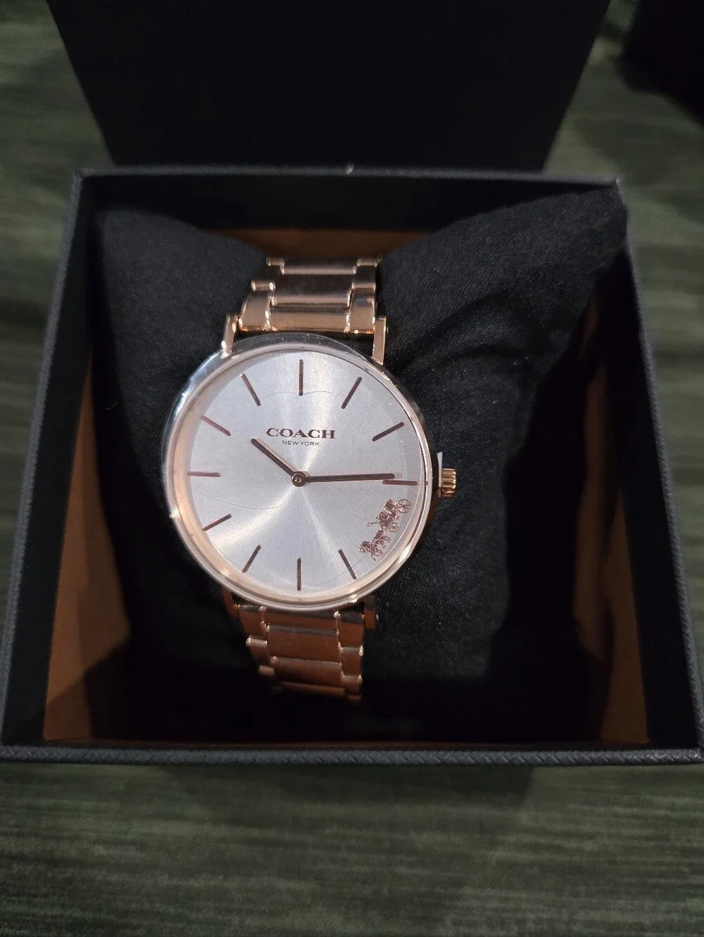 COACH Perry Women’s Rose Gold Tone Stainless Steel Bracelet Watch